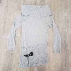 VENUS Women’s Knit Sweater Dress Size Medium Long Sleeve Cowl Neck Grey Buckle